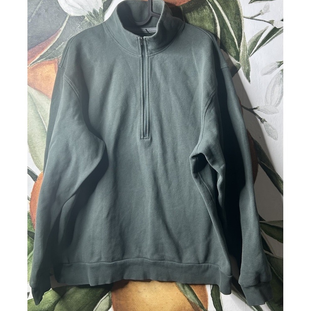 Lululemon Sweatshirt Mens Large Green 1/4 Zip Mock Neck Fleece Pullover Logo